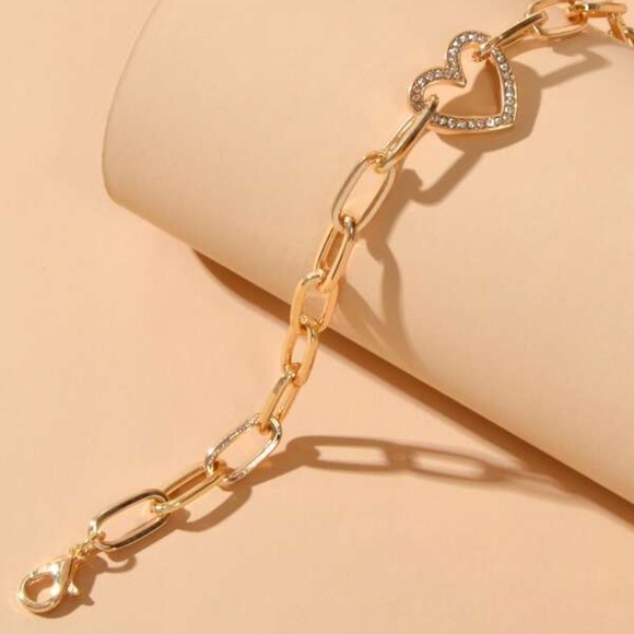 Heart Gold Tone Chain Bracelet - Picture 2 of 4